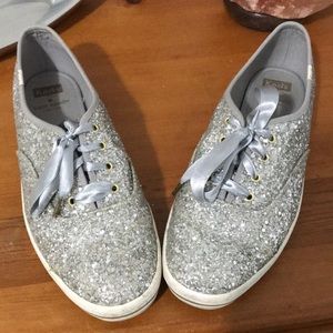 Kate Spade Glitter Silver Sneakers